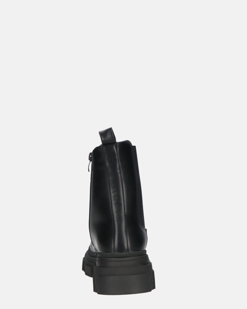NORMA - Ankle Boots With Side Zipper In Black Faux Leather