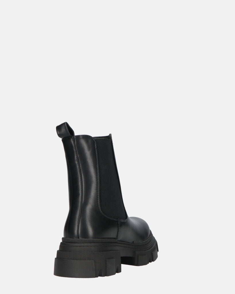 NORMA - Ankle Boots With Side Zipper In Black Faux Leather