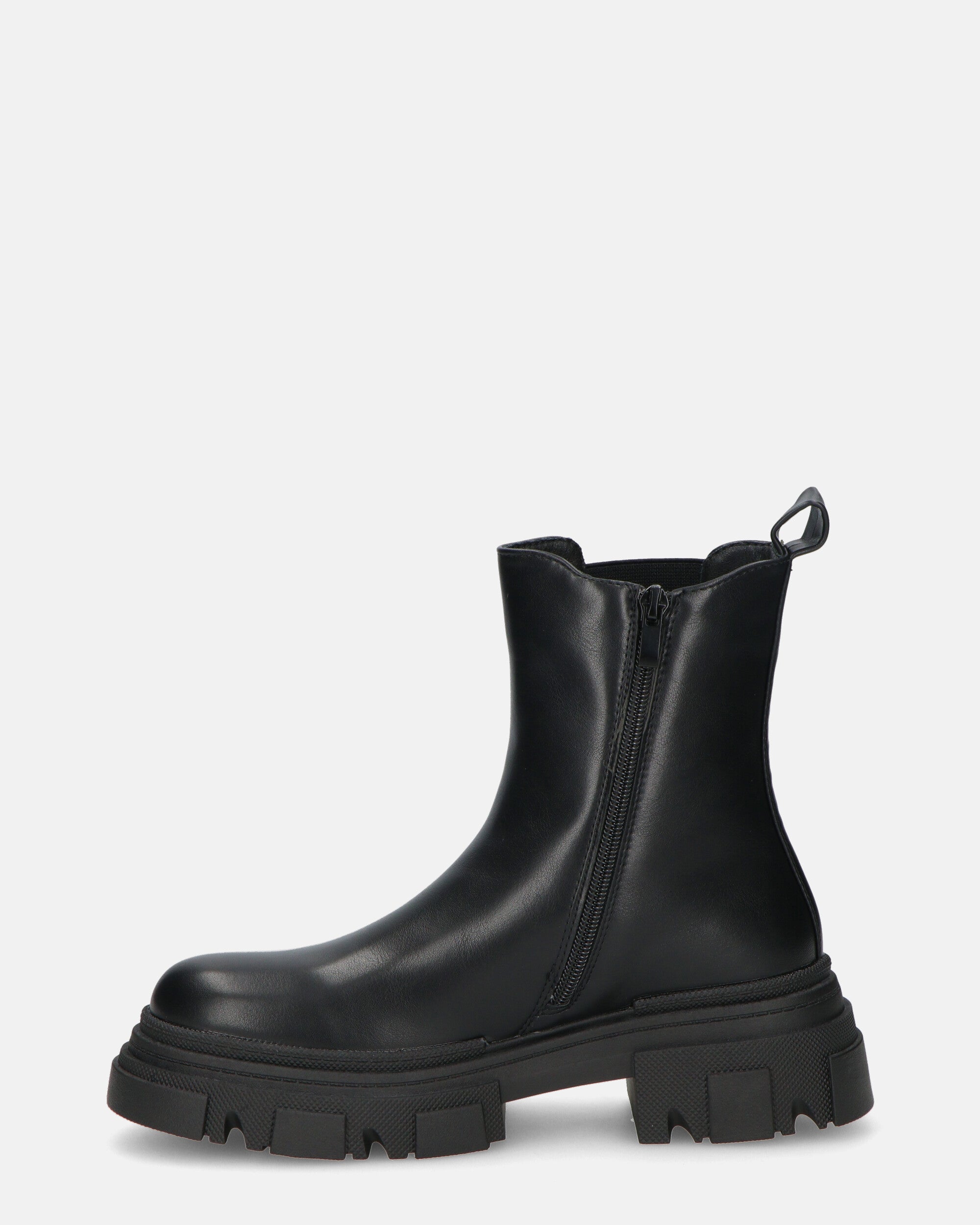 NORMA - Ankle Boots With Side Zipper In Black Faux Leather