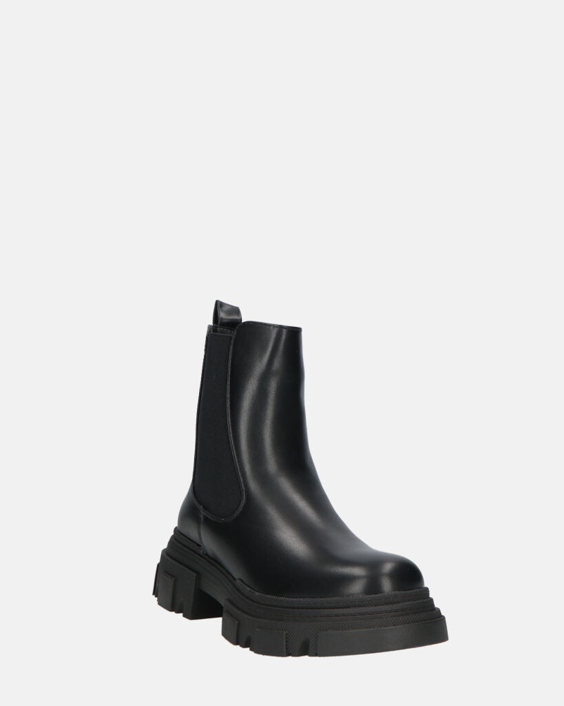 NORMA - Ankle Boots With Side Zipper In Black Faux Leather