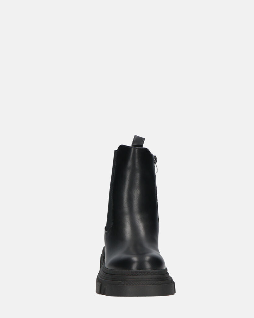 NORMA - Ankle Boots With Side Zipper In Black Faux Leather