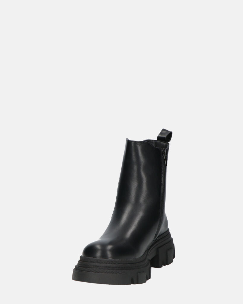 NORMA - Ankle Boots With Side Zipper In Black Faux Leather