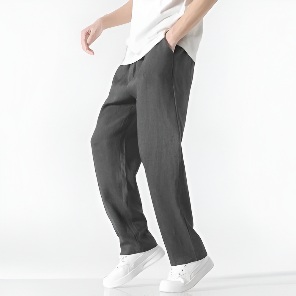 Straight-Cut 100% Linen Trousers