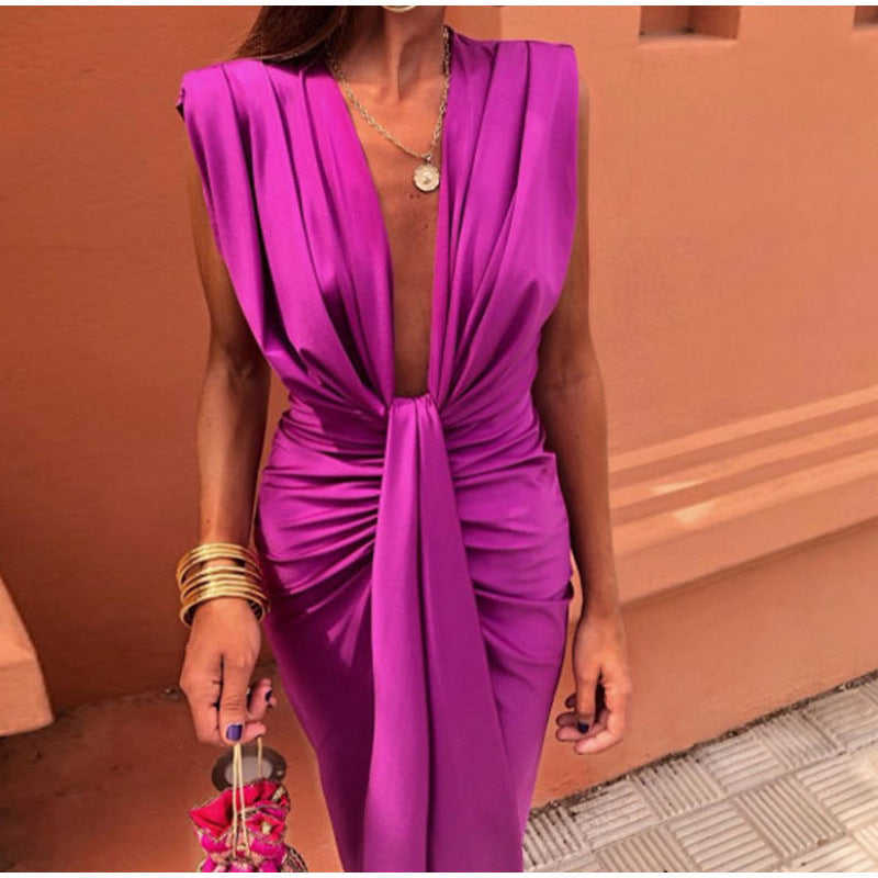 Party Dress with Deep V-Neck