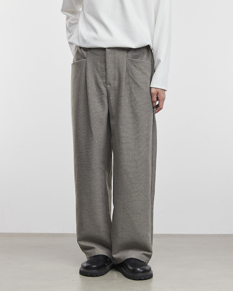 Wide-Leg Casual Trousers with Heavyweight Fabric Simple Silhouette 370G