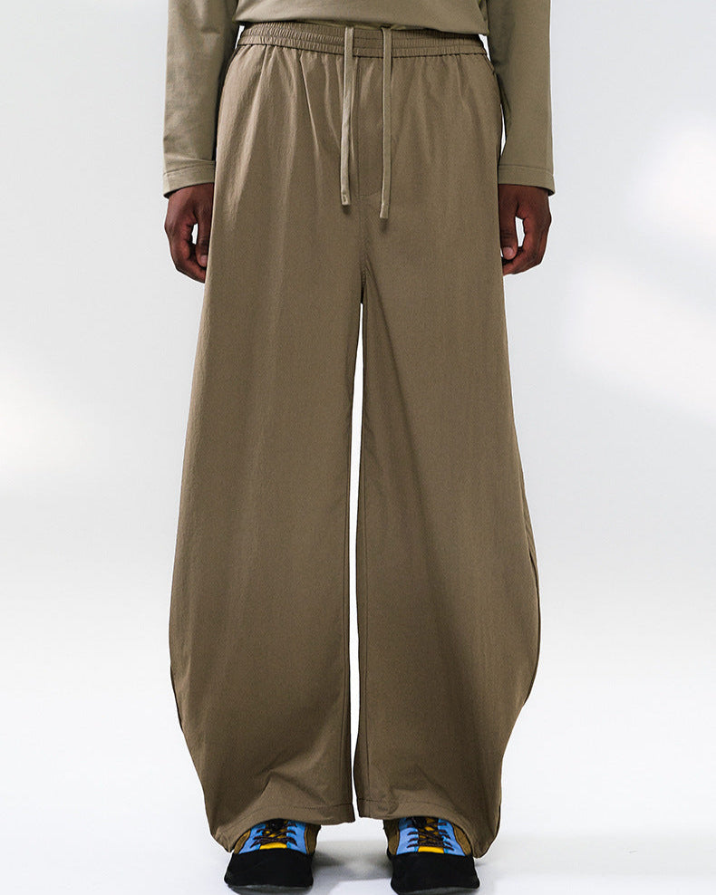 Wide Leg Technical Pants with Drawstring
