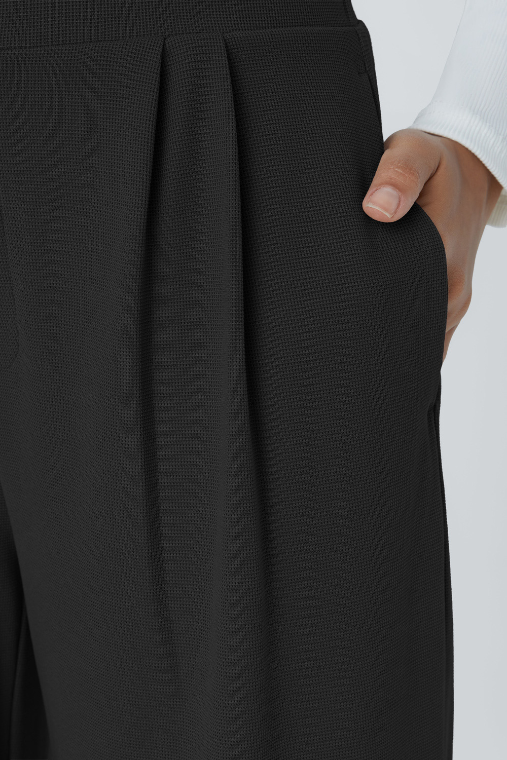 Office Wide Leg Pleated High-Waisted Pants with Side Pockets