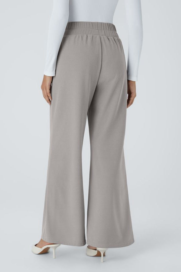 Office Wide Leg Pleated High-Waisted Pants with Side Pockets