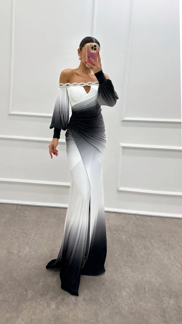 Ombre Elegance Off-Shoulder Gown