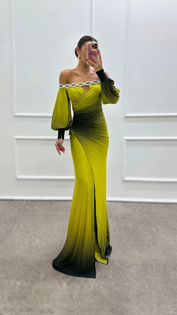 Ombre Elegance Off-Shoulder Gown