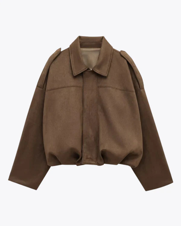Oversized Faux Suede Bomber Jacket