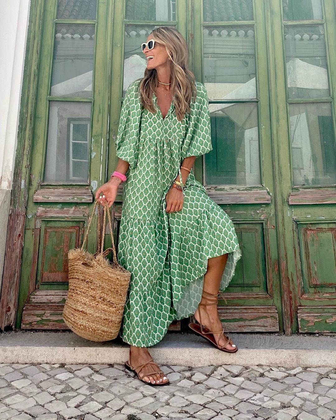 Printed Flowy Midi Dress