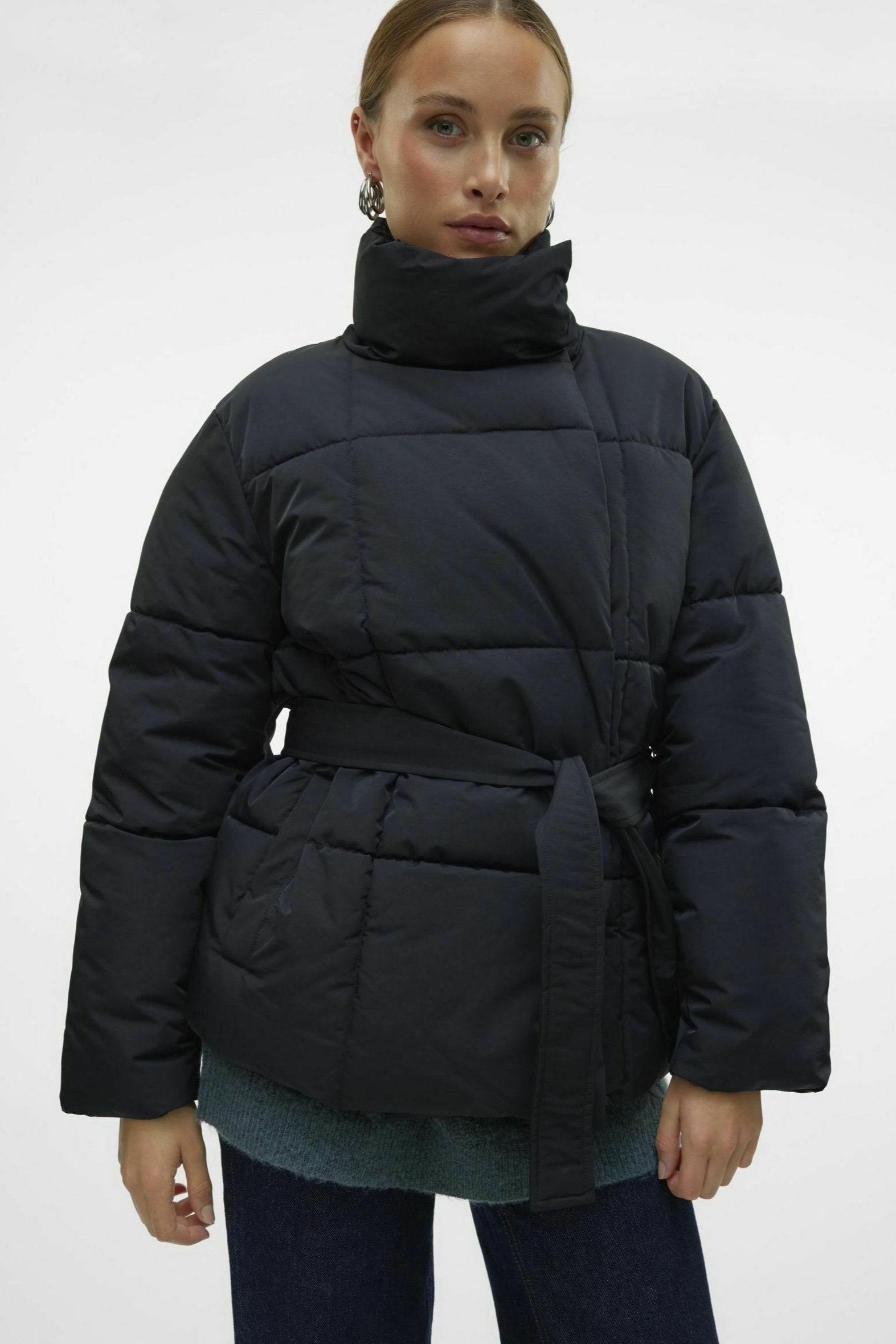 Quilted Coat with Belt