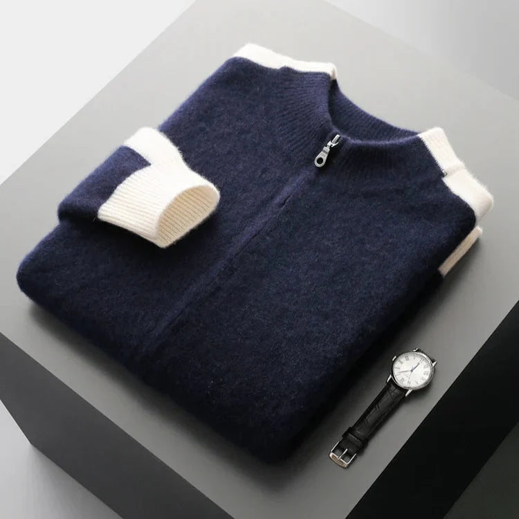 Cashmere Two-Tone Zip Jacket