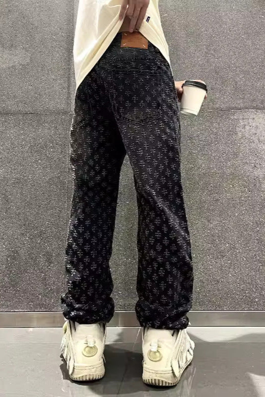 Jacquard Denim Jeans
