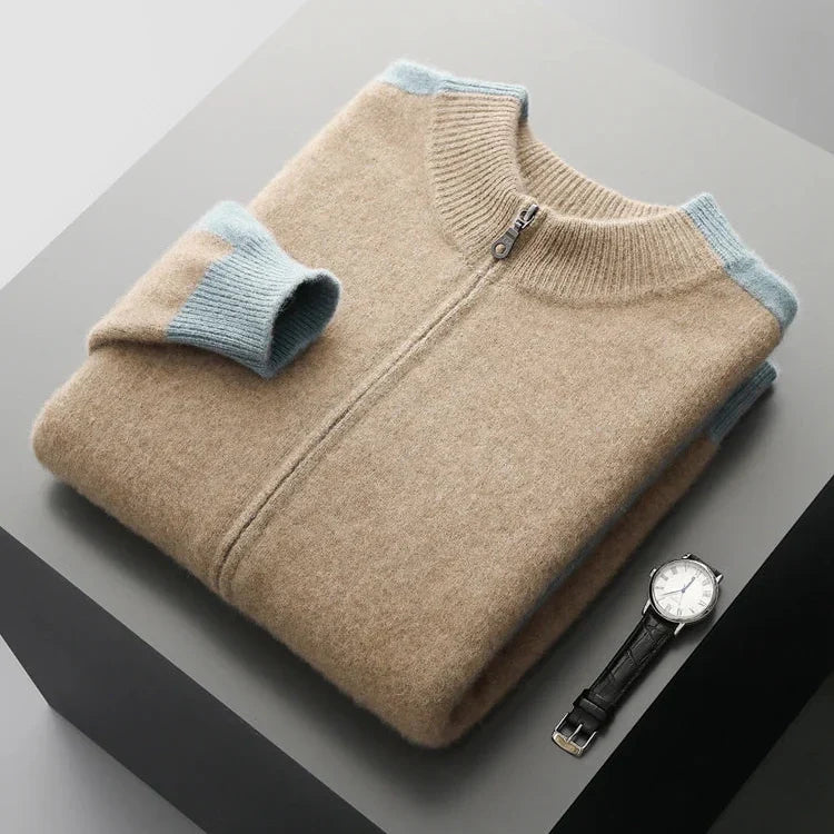 Cashmere Two-Tone Zip Jacket