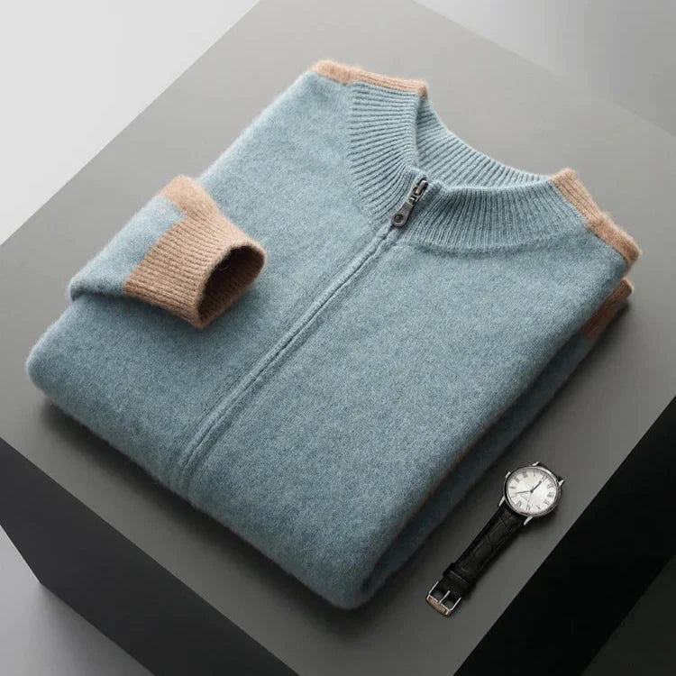 Cashmere Two-Tone Zip Jacket