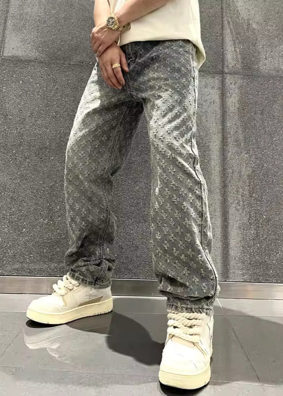 Jacquard Denim Jeans