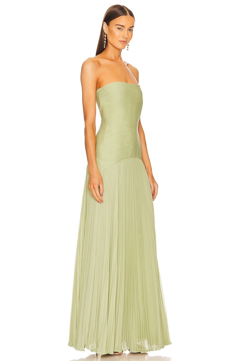 Strapless Pleated Maxi Dress