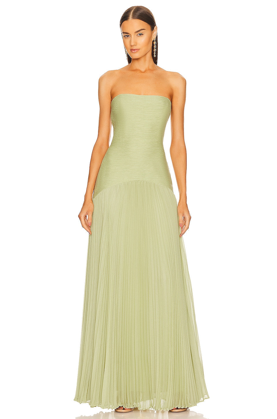 Strapless Pleated Maxi Dress