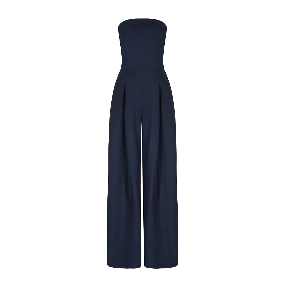 Strapless Wide-Leg Tailored Jumpsuit