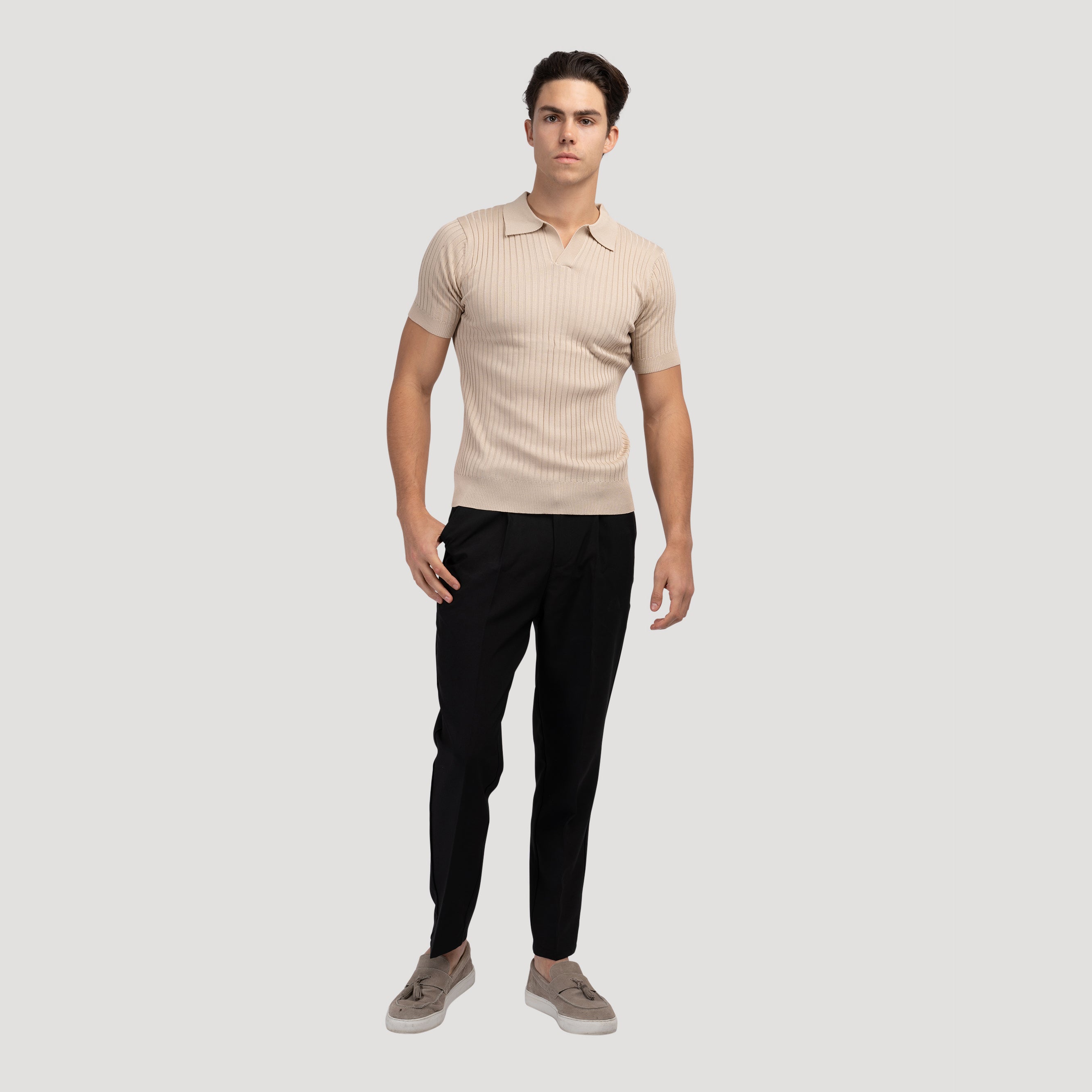 Textured Knit Polo Shirt