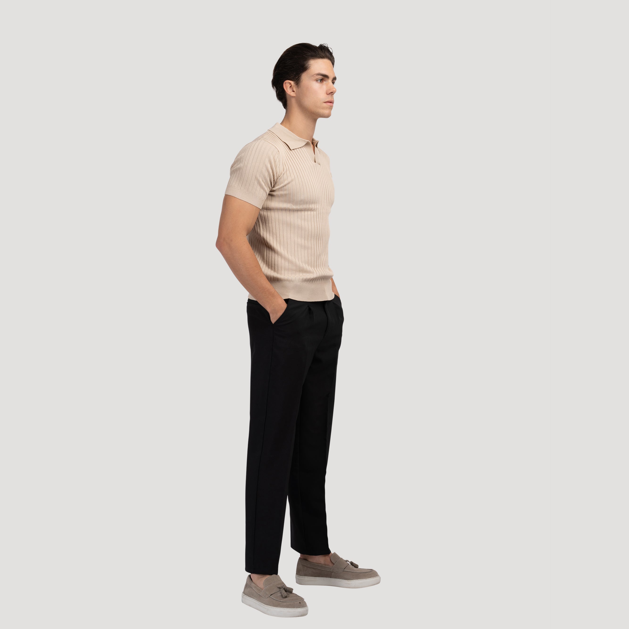 Textured Knit Polo Shirt
