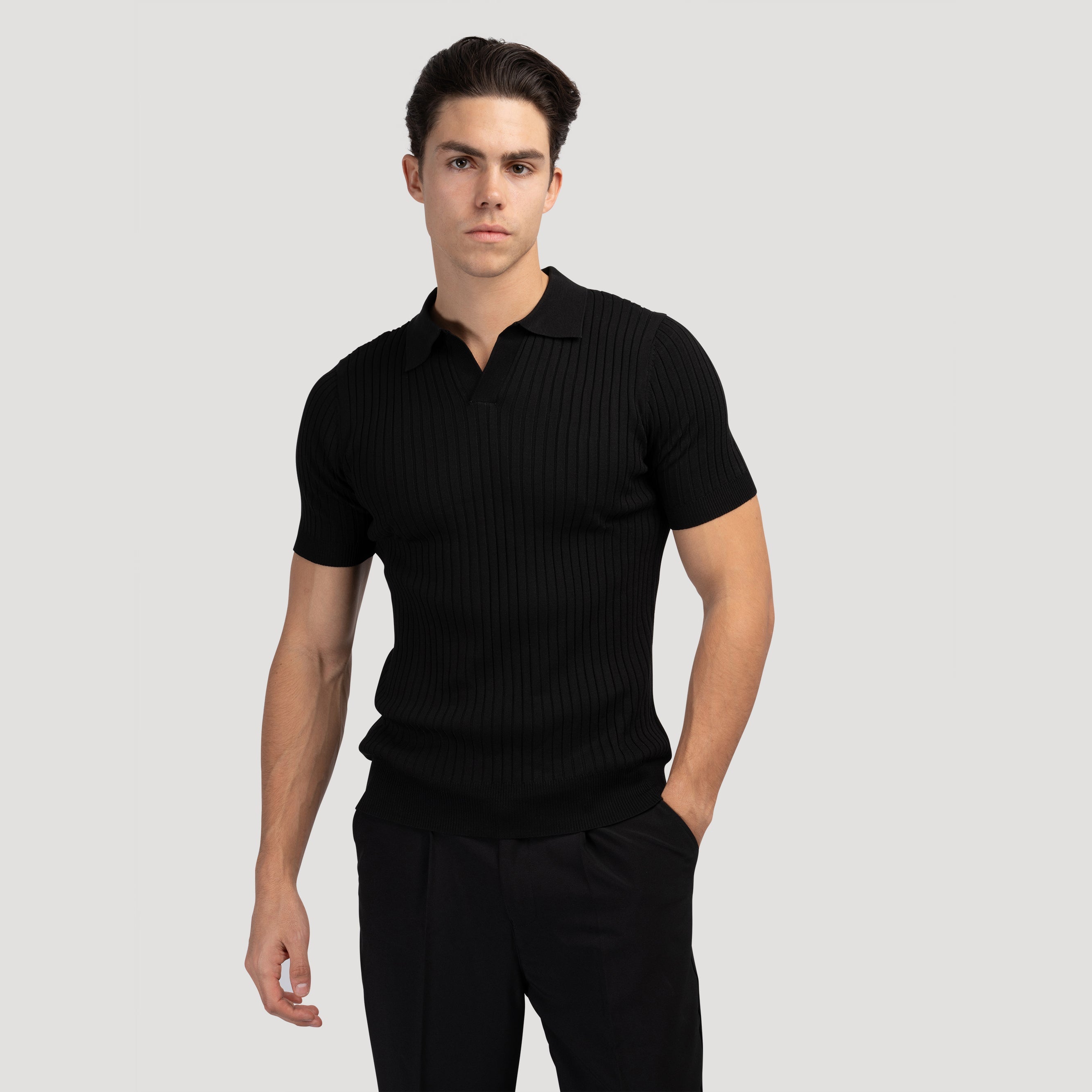 Textured Knit Polo Shirt