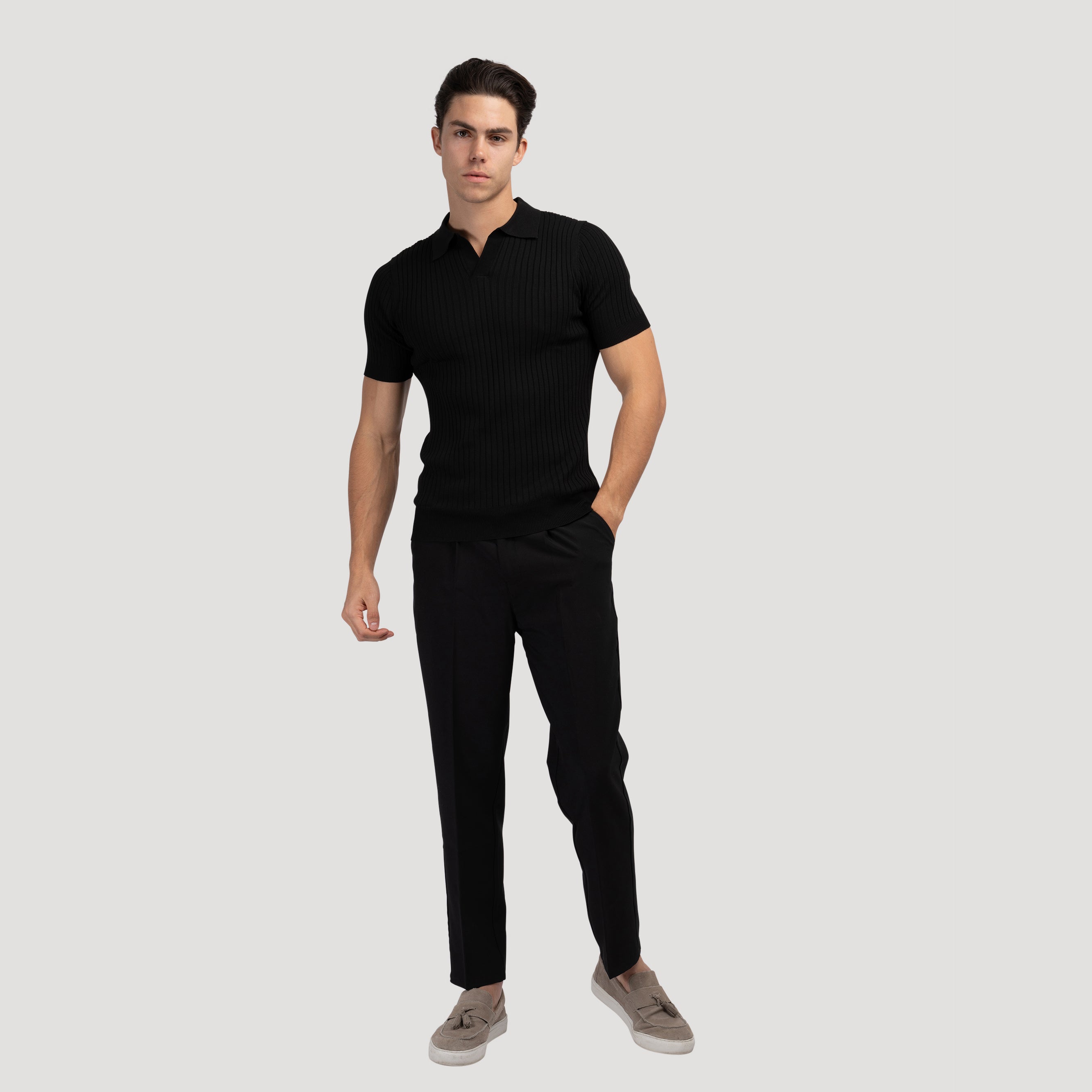 Textured Knit Polo Shirt