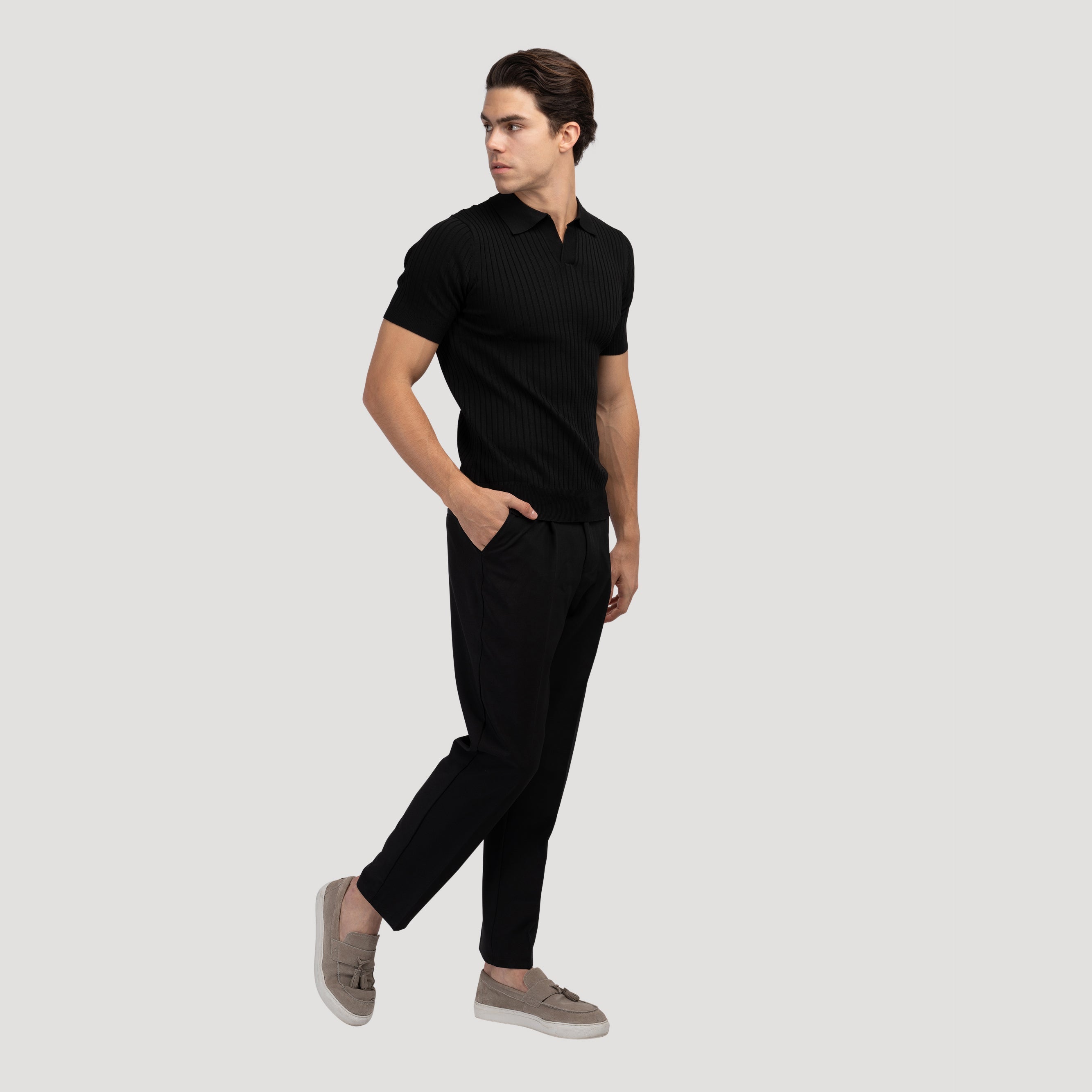 Textured Knit Polo Shirt