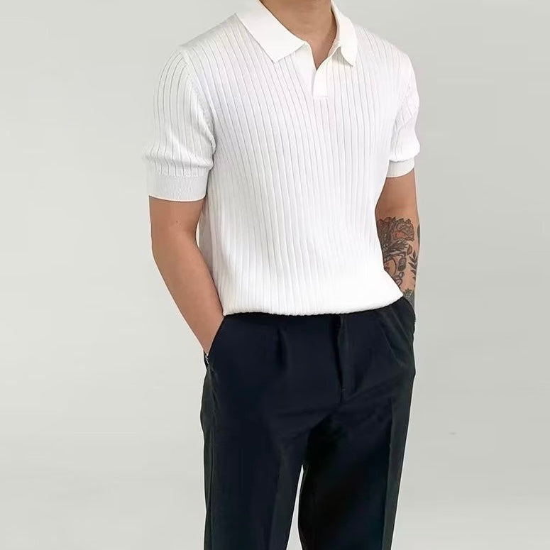 Textured Knit Polo Shirt