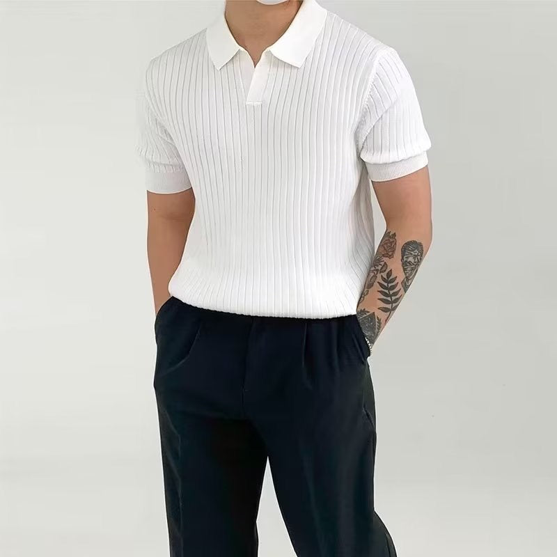 Textured Knit Polo Shirt