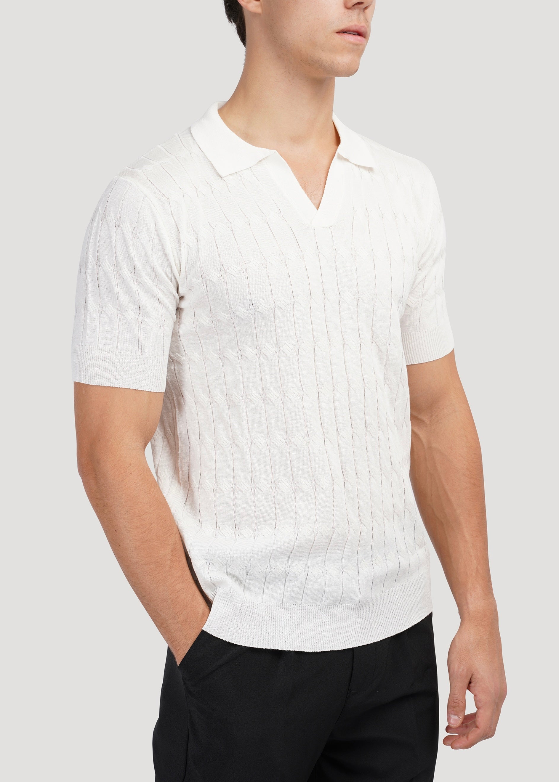 Textured Knit Polo Shirt