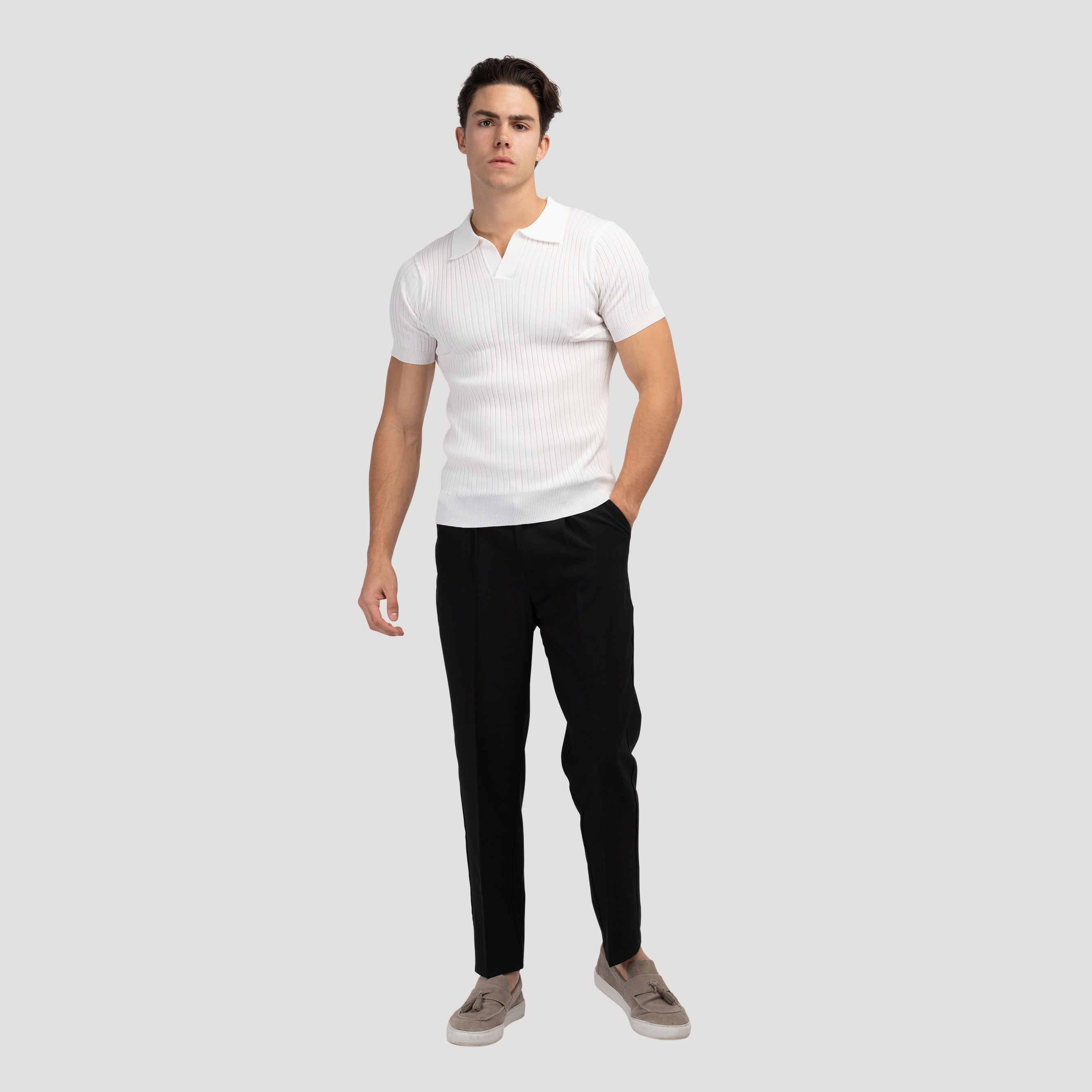 Textured Knit Polo Shirt