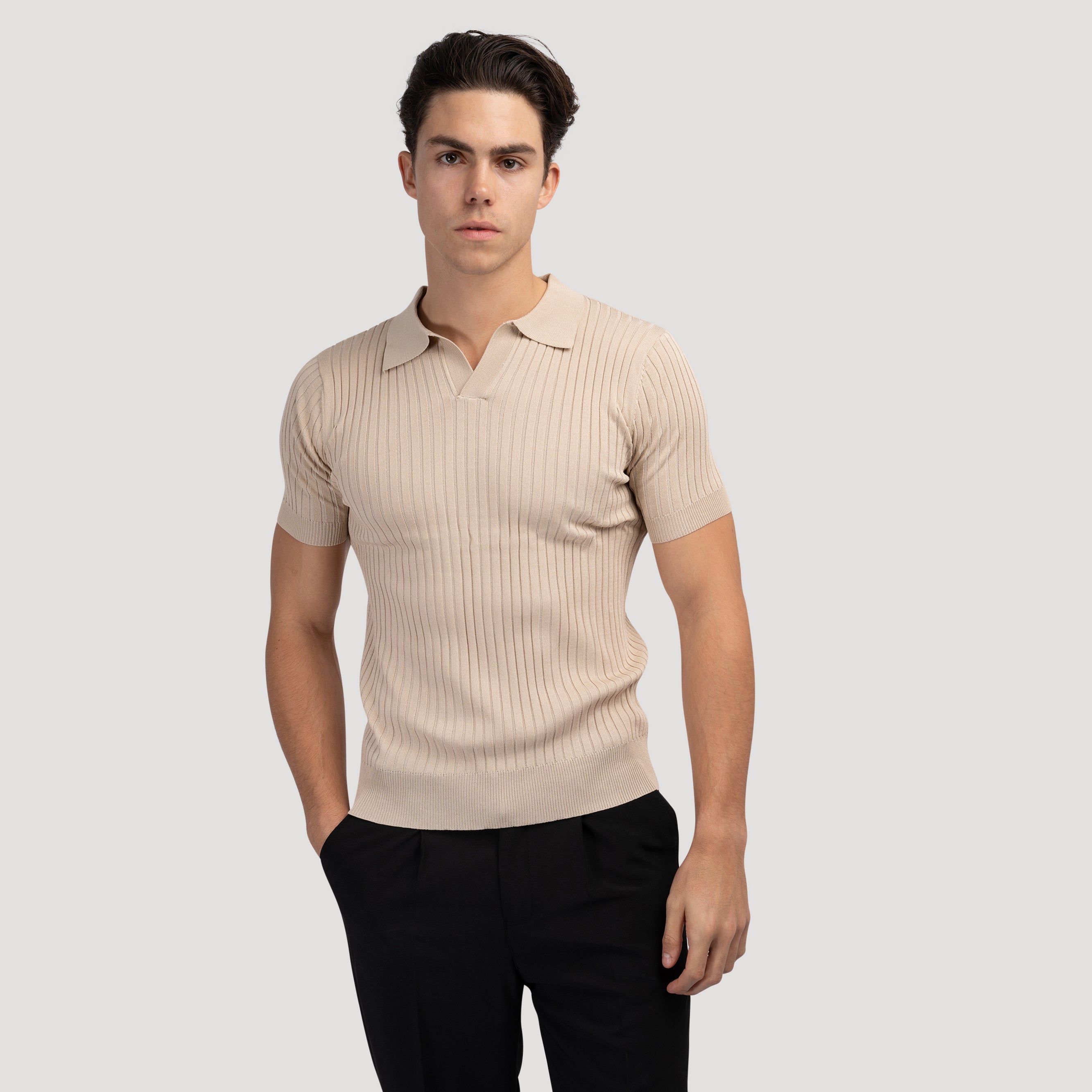 Textured Knit Polo Shirt