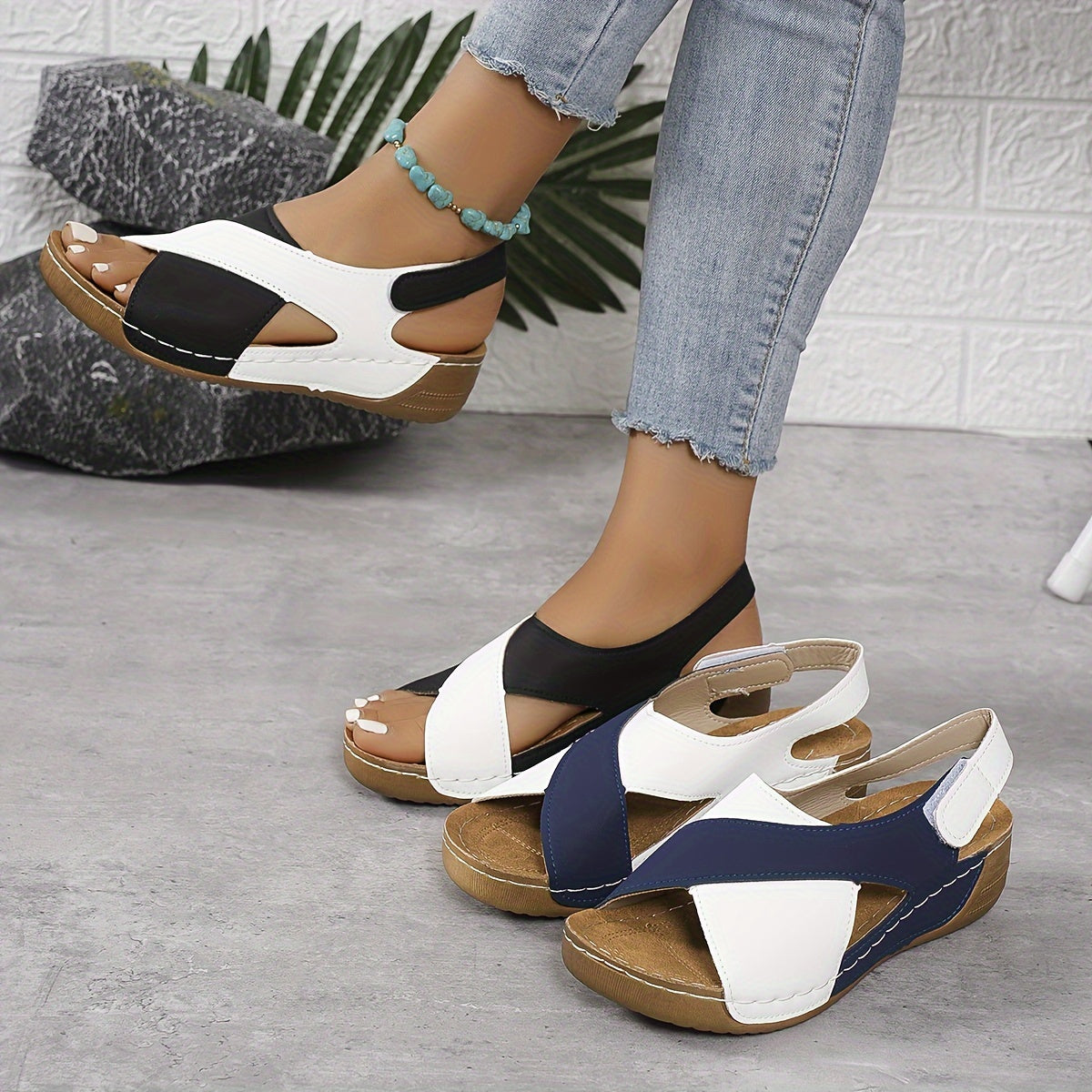 Two-Tone Comfort Platform Sandals
