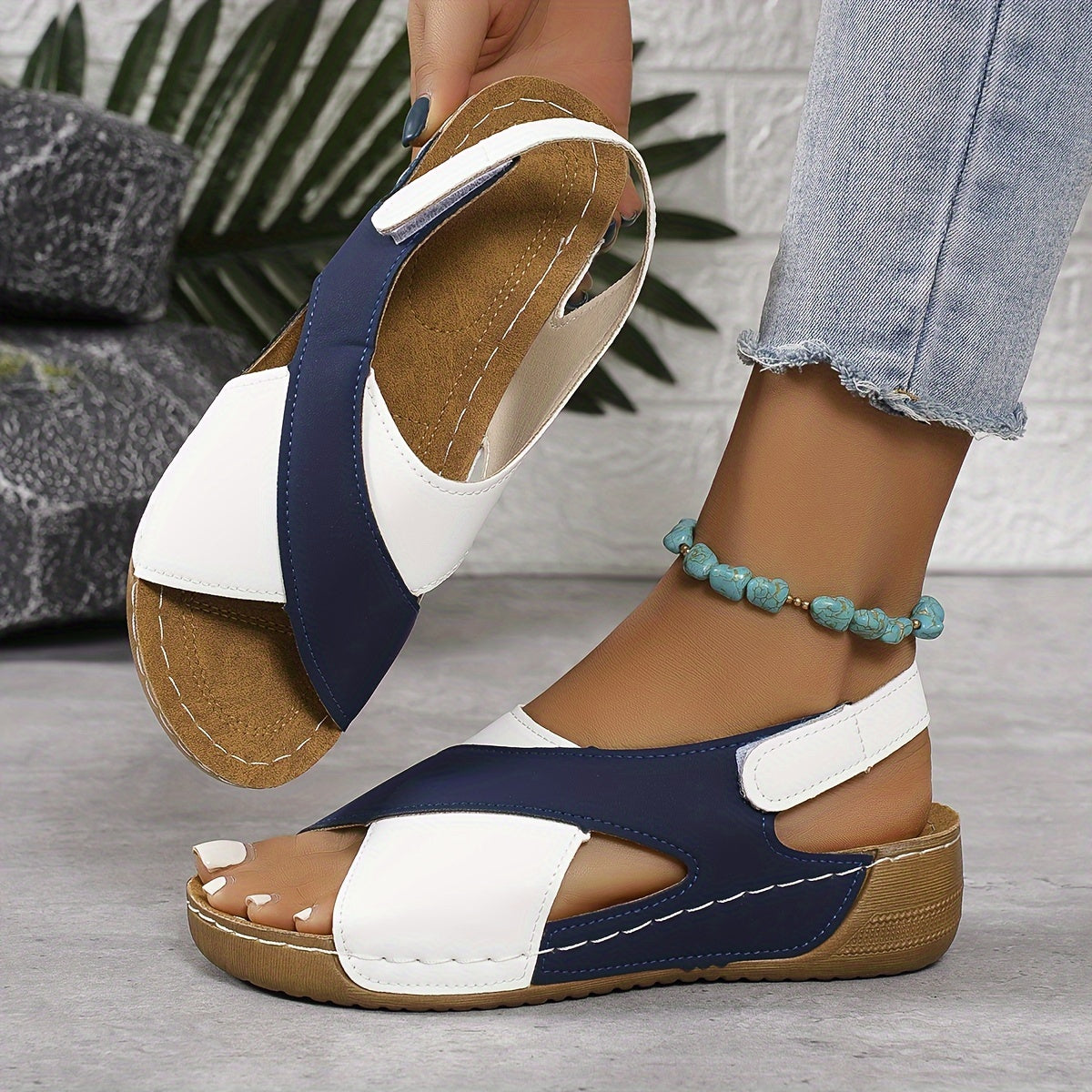 Two-Tone Comfort Platform Sandals