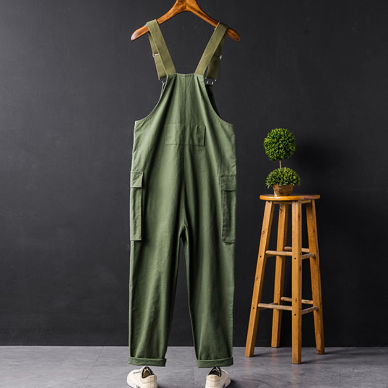 Utility-Style Cotton Overalls with Button Detailing