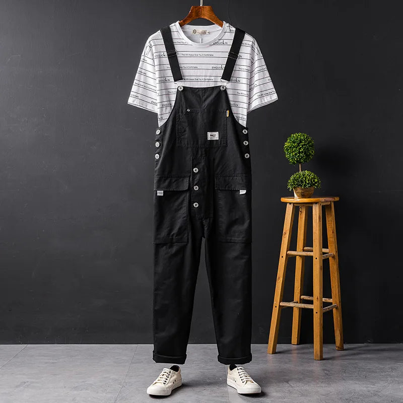 Utility-Style Cotton Overalls with Button Detailing