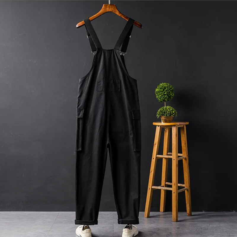 Utility-Style Cotton Overalls with Button Detailing