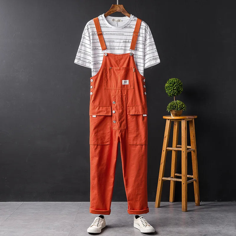 Utility-Style Cotton Overalls with Button Detailing