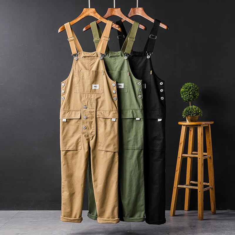 Utility-Style Cotton Overalls with Button Detailing