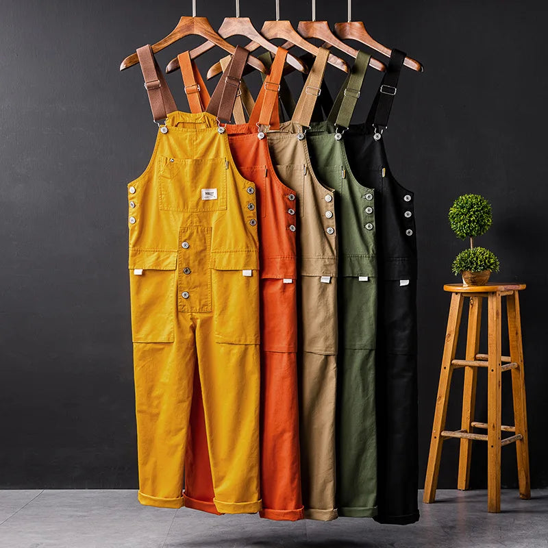 Utility-Style Cotton Overalls with Button Detailing