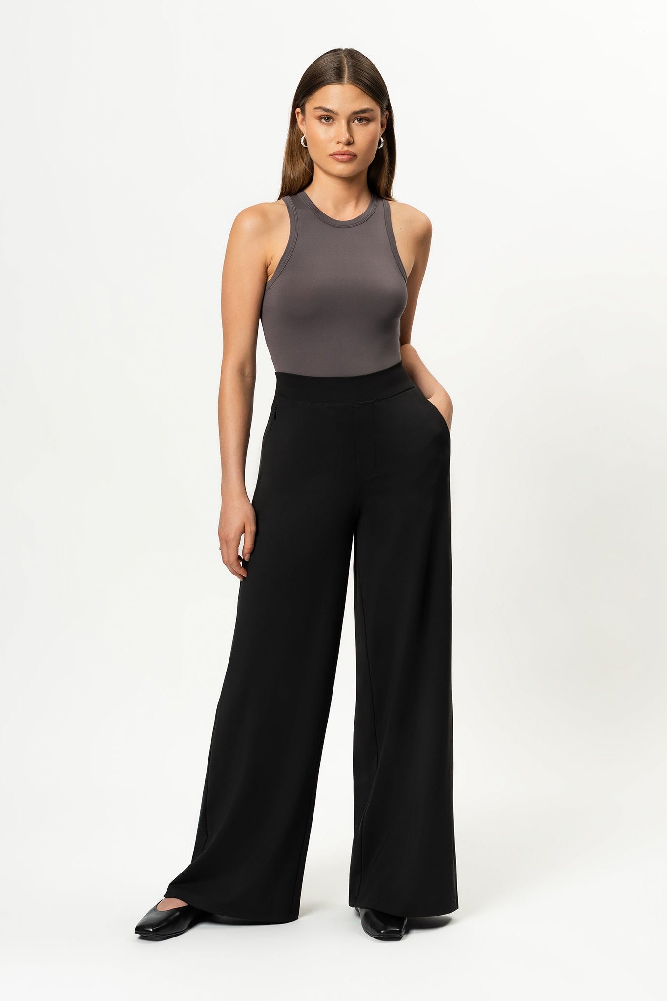 Wide-Leg Stretch Pants