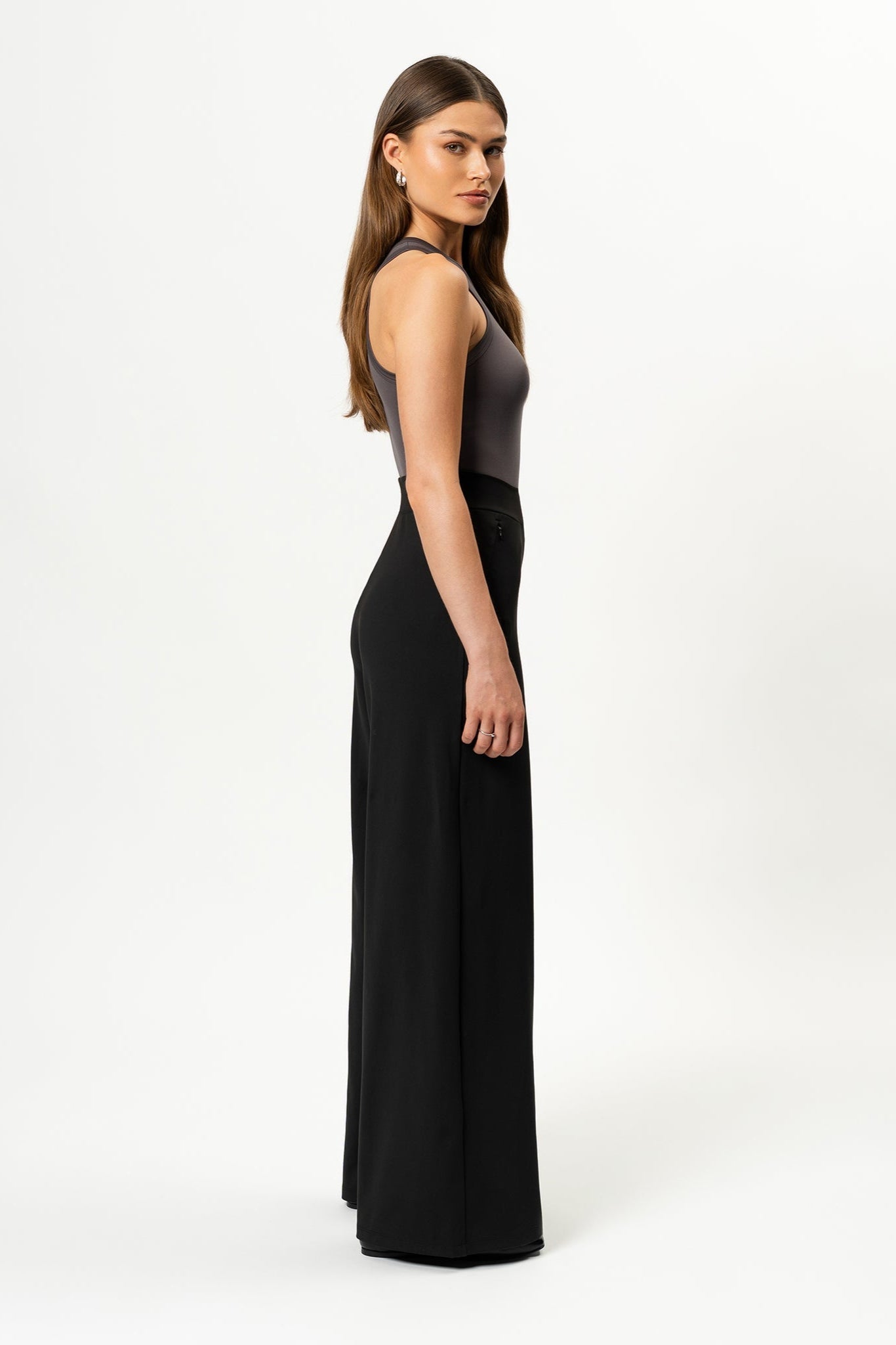 Wide-Leg Stretch Pants