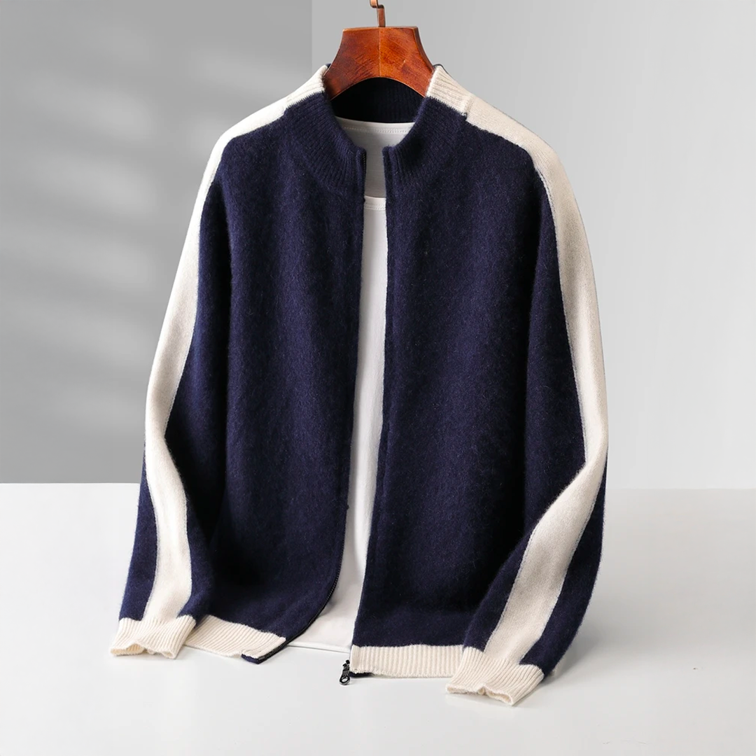 Cashmere Two-Tone Zip Jacket
