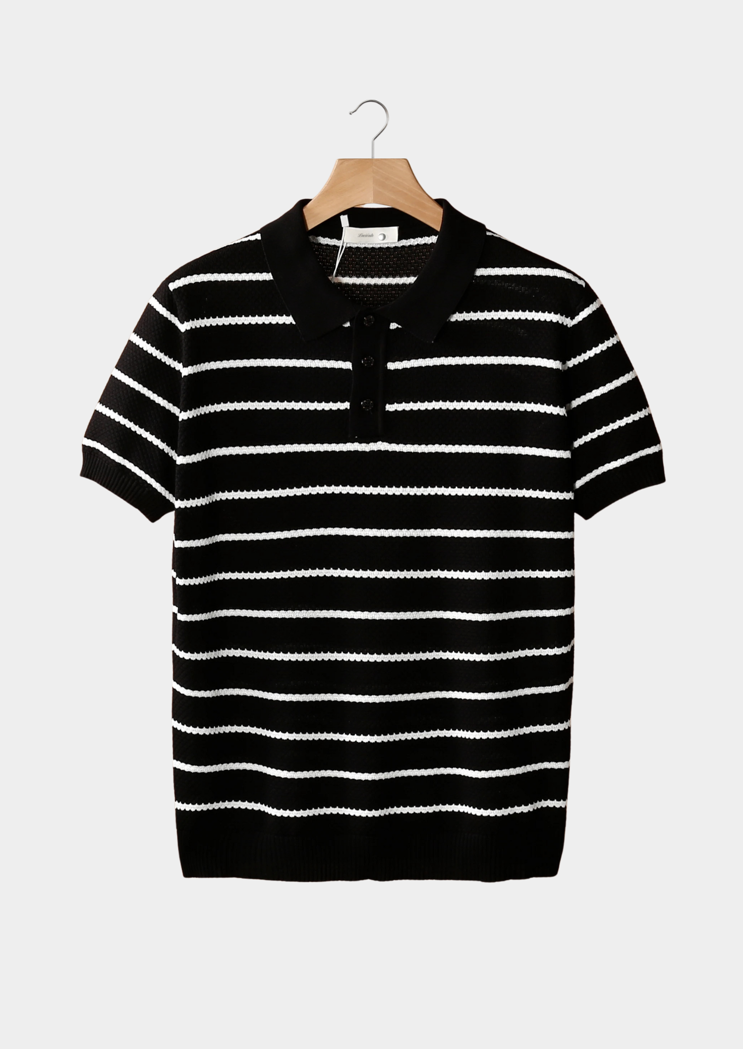 Striped Textured Button Polo