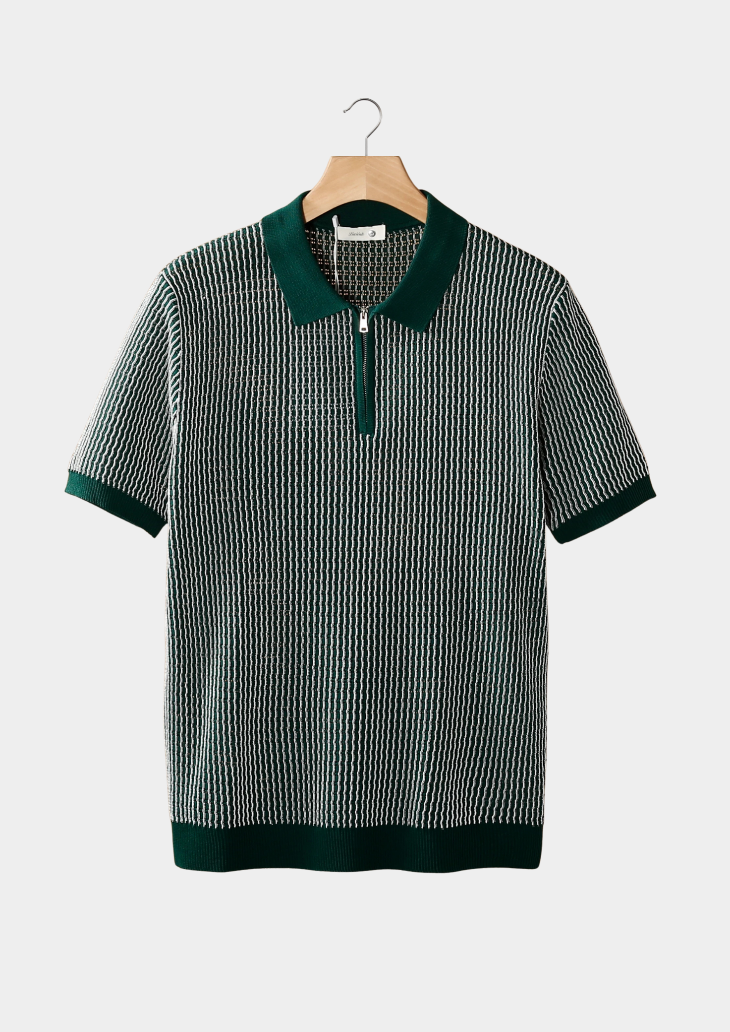 Monochrome Textured Zip Polo
