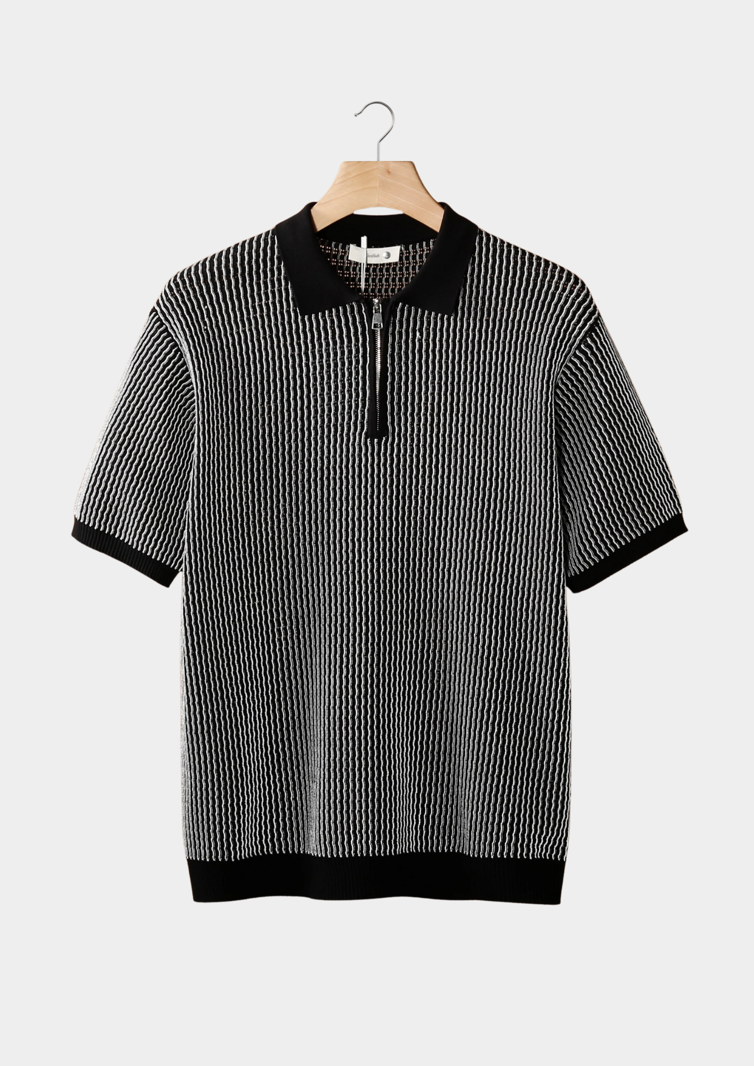 Monochrome Textured Zip Polo