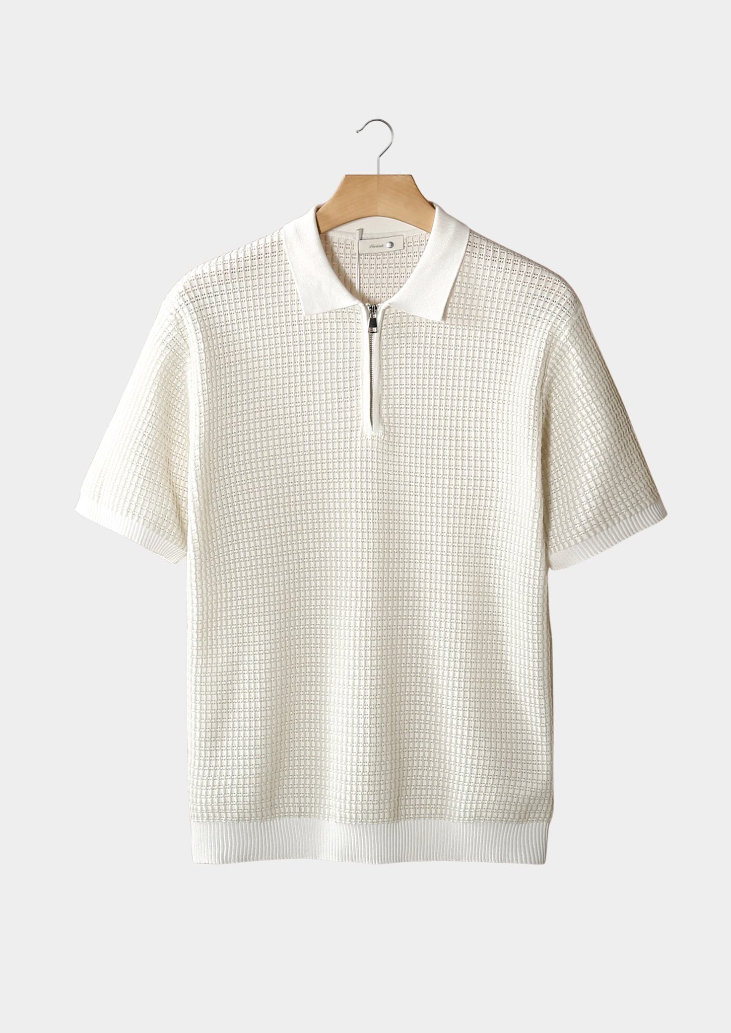 Monochrome Textured Zip Polo